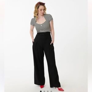 🖤NEW🖤Unique Vintage Black High-Waist wide leg trouser
